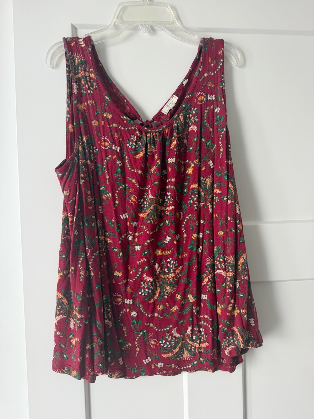 Fat Face Burgundy Floral V-Neck Sleeveless Tank
